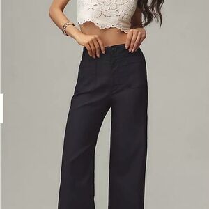 Navy Wide-Leg Pants